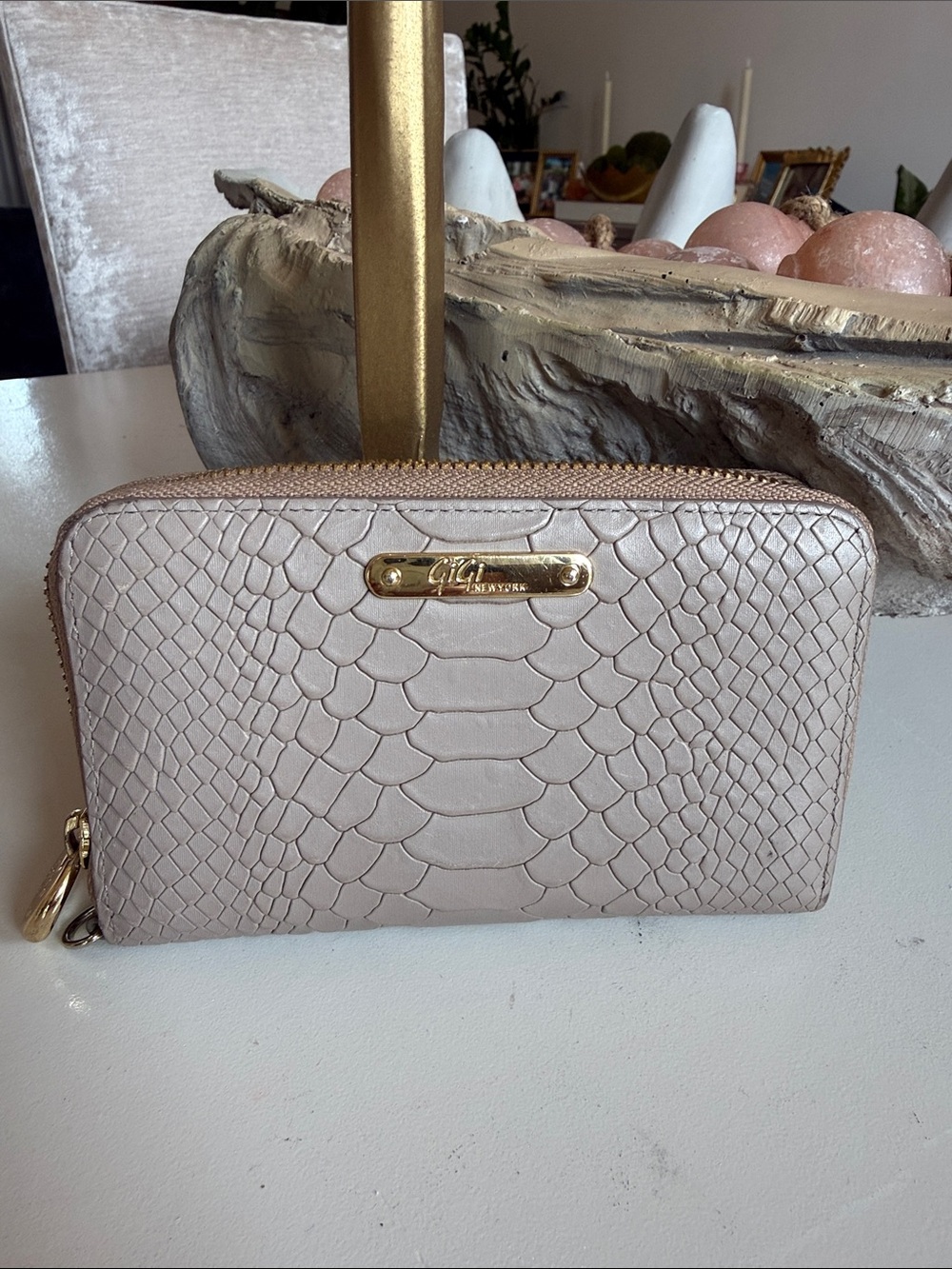GiGi New York Embossed Tan Wallet